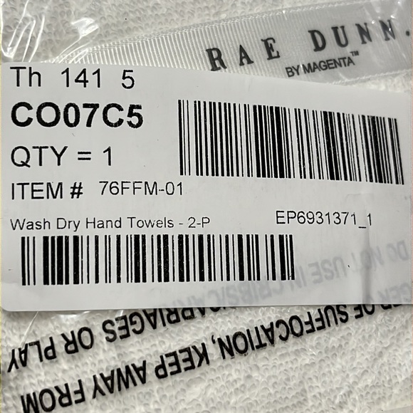 NEW Rae Dunn WASH DRY  Hand Towels NEW BNIP - Picture 5 of 9